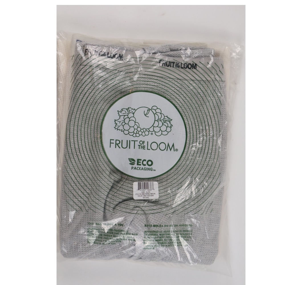 Fruit of the Loom Mens Thermal Underwear Set Grey Natural XL NWT